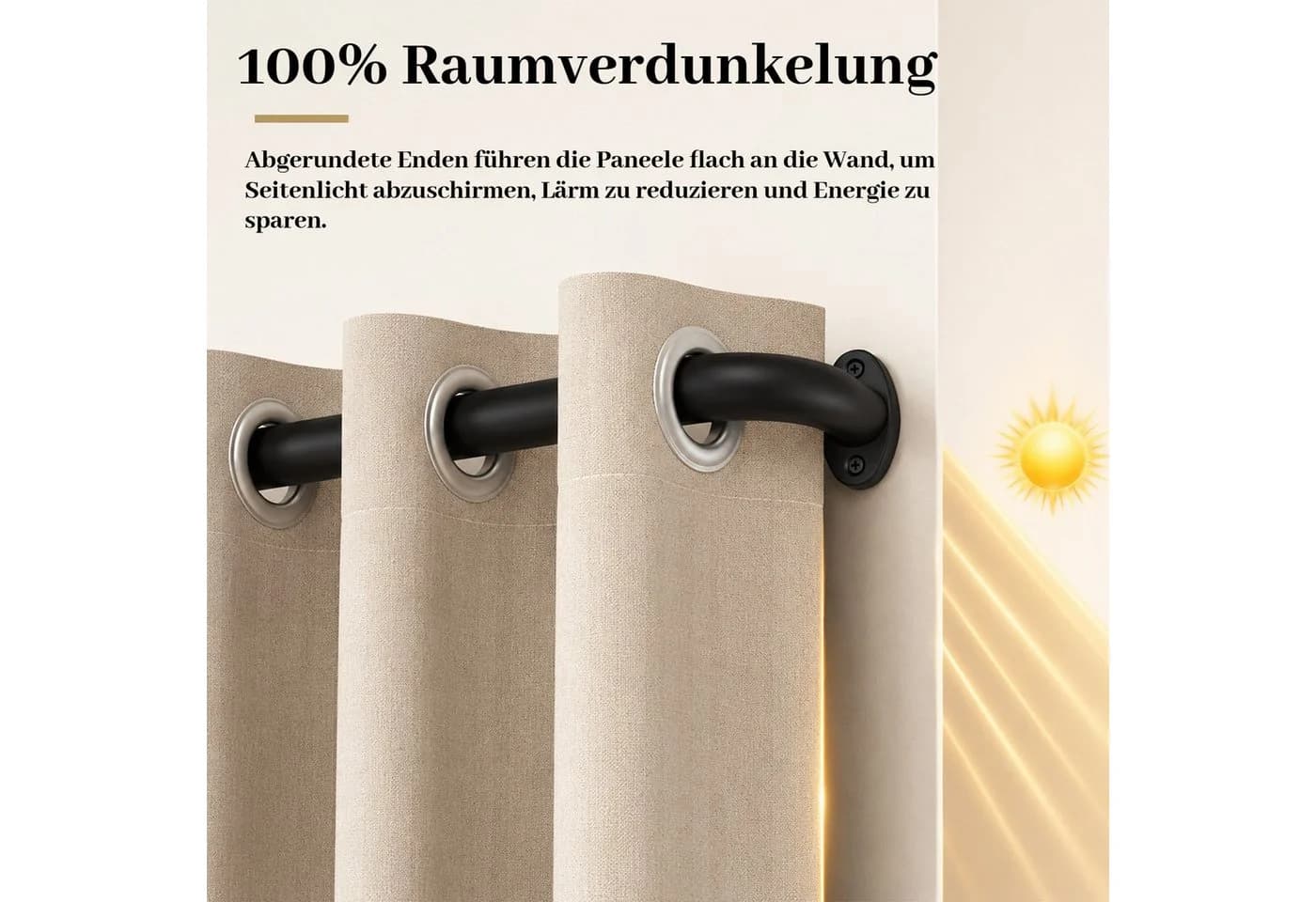 BlingBin Gardinenstange Industriell Schwarz Ausziehbar 120-212 cm