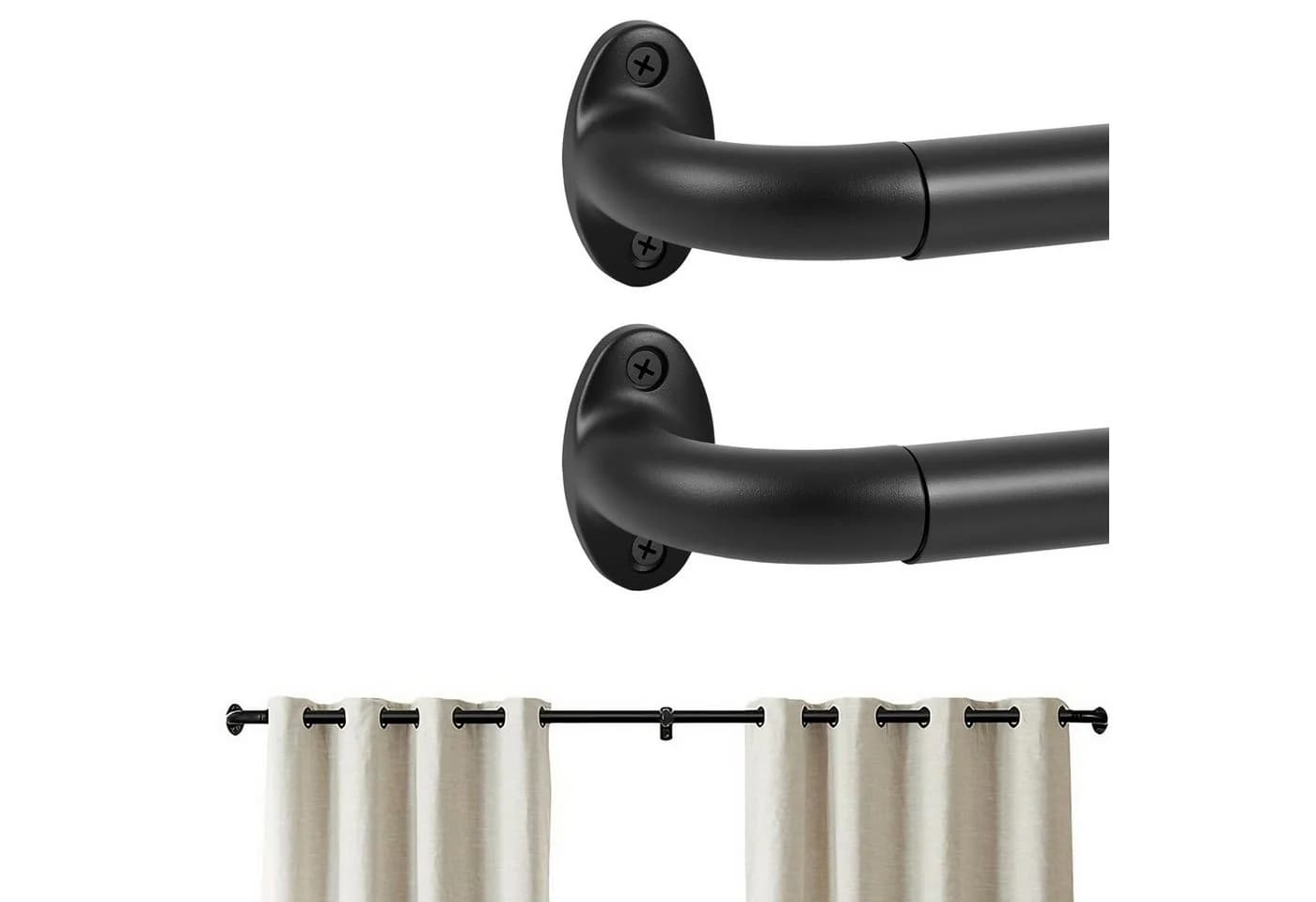 BlingBin Gardinenstange Industriell Schwarz Ausziehbar 120-212 cm - Bild 2