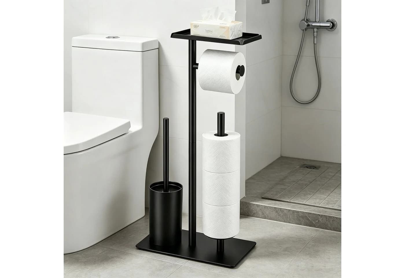 BlingBin Stehender Toilettenpapierhalter Edelstahl Schwarz - Bild 2