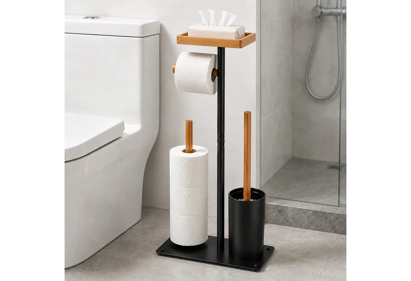 BlingBin Stehender Toilettenpapierhalter Edelstahl Schwarz - Bild 2