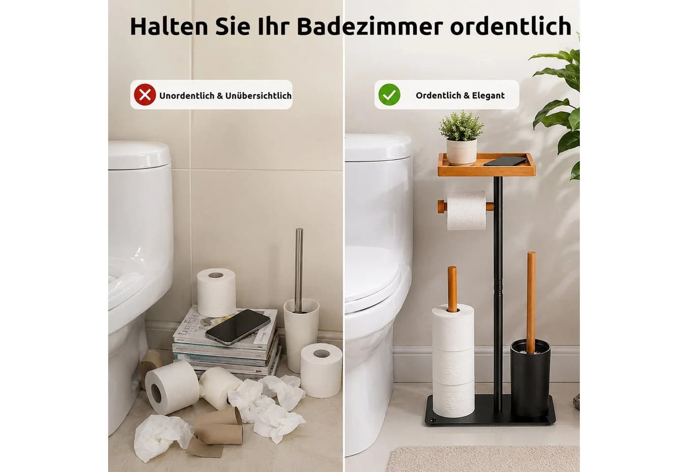 BlingBin Stehender Toilettenpapierhalter Edelstahl Schwarz - Bild 3