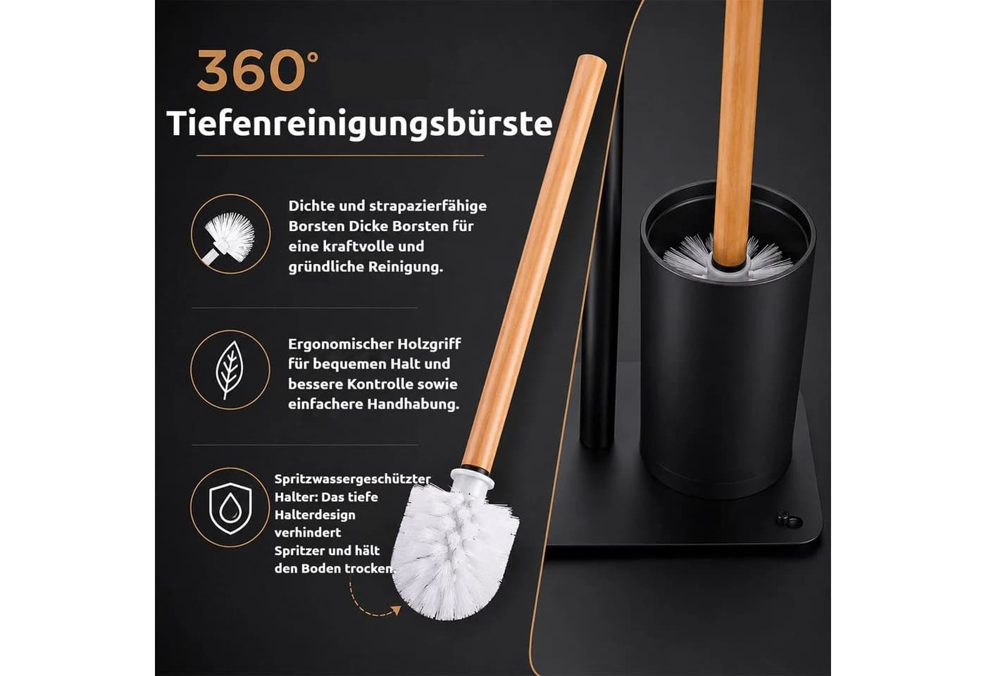BlingBin Stehender Toilettenpapierhalter Edelstahl Schwarz - Bild 5