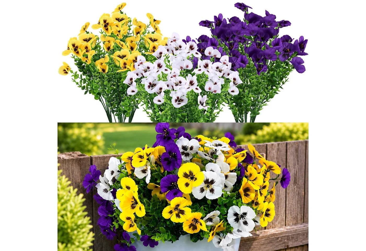 BlingBin Kunstblumenstrauß 12 Bündel Bunt UV-beständig - Bild 2