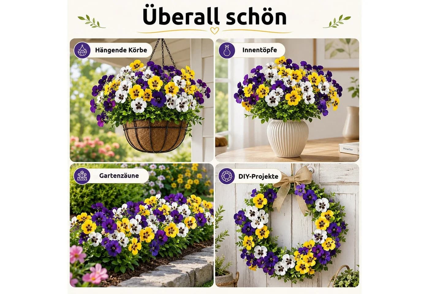 BlingBin Kunstblumenstrauß 12 Bündel Bunt UV-beständig - Bild 4