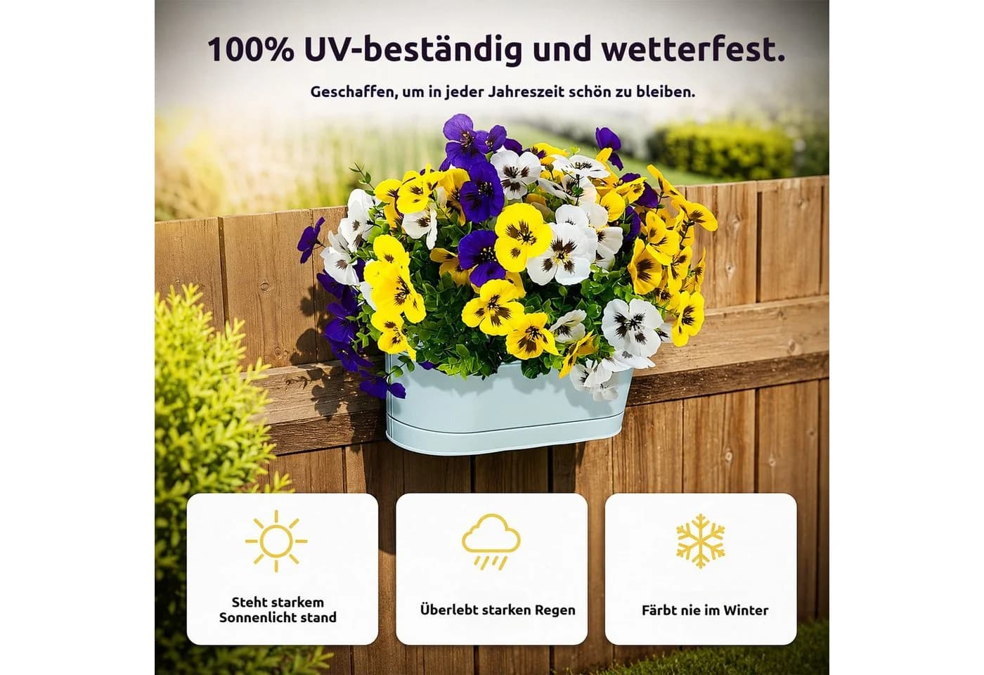 BlingBin Kunstblumenstrauß 12 Bündel Bunt UV-beständig - Bild 5