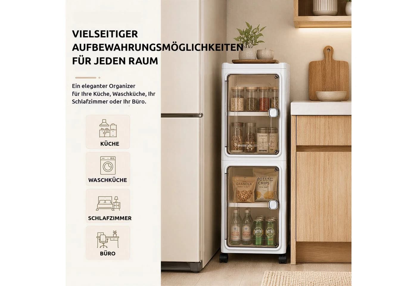 BlingBin Badorganizer Weiß mit Rollen und Trennwänden - Bild 3