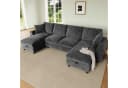 BlingBin U-Form Ecksofa mit USB-Anschluss und Stauraum Grau Bild 1