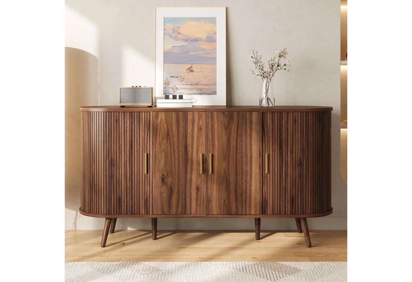 BlingBin Sideboard 150cm Holzoptik Schiebetüren Skandinavisch - Bild 3