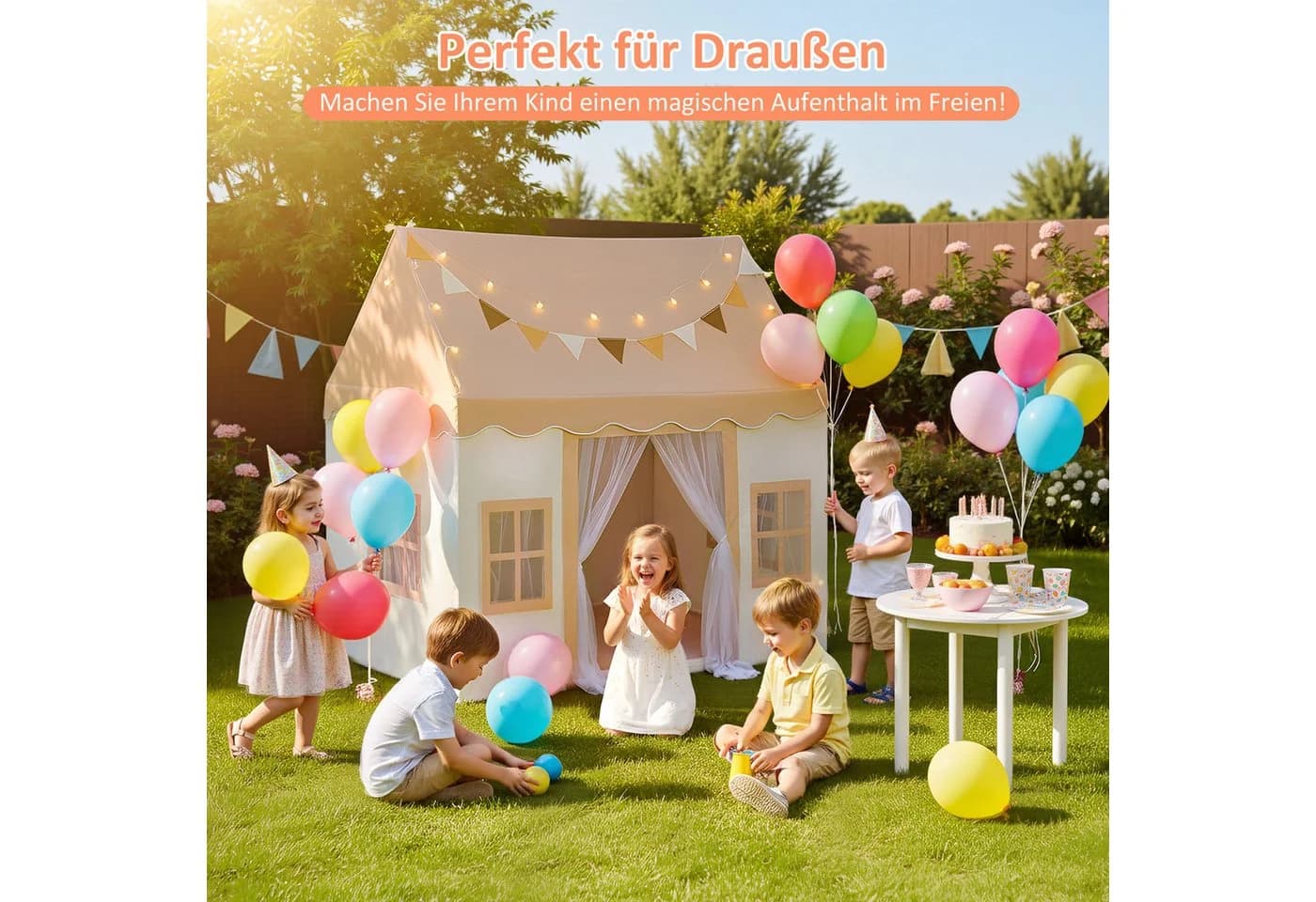 BlingBin Spielzelt Kinder Indoor mit Lichtern und Krabbelmatte - Bild 3