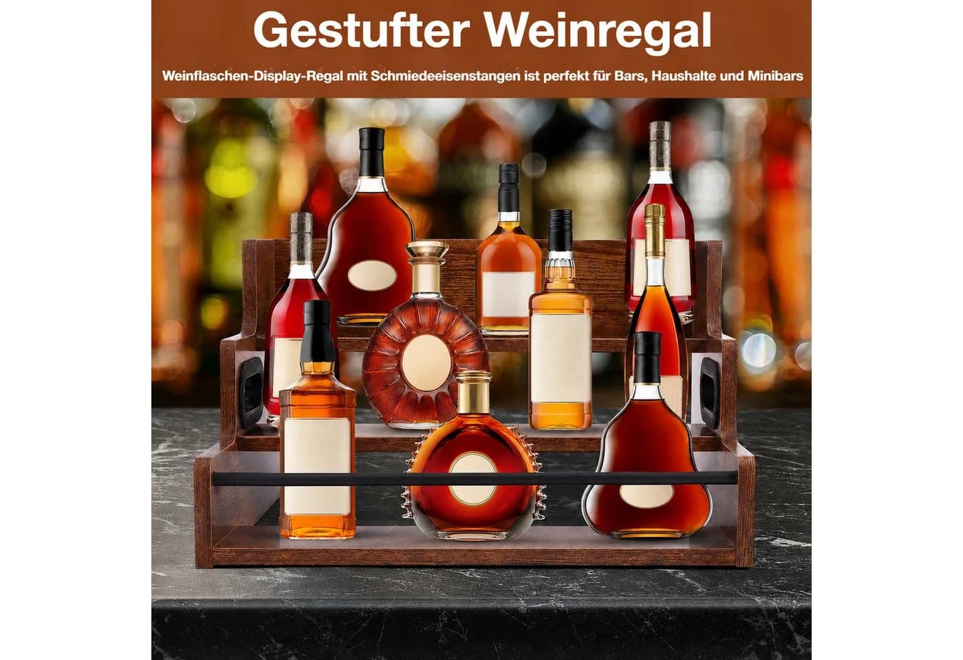 BlingBin Weinregal Holzoptik 3-stufig Vintage