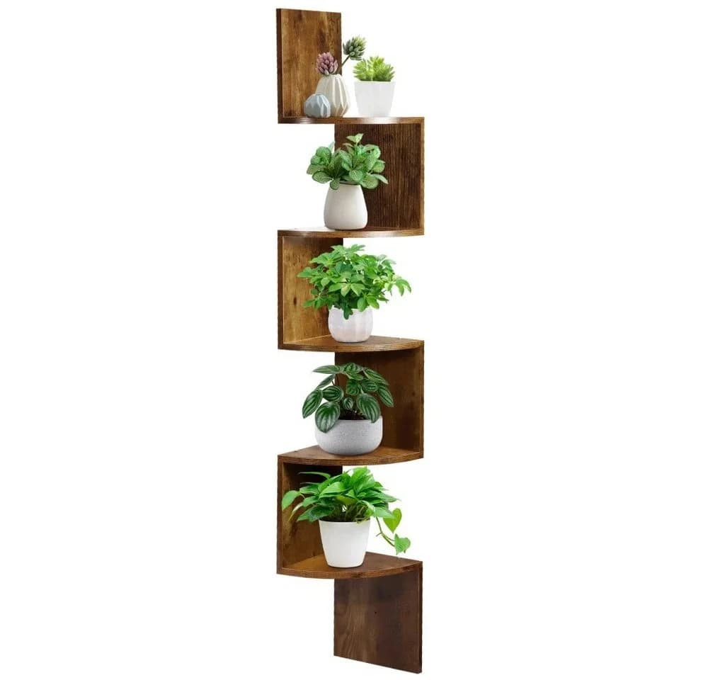 BlingBin Eckregal Wandregal Braun 5 Ebenen Modern - Bild 2