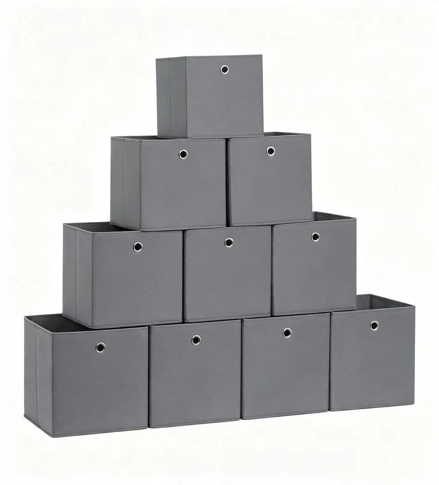 BlingBin Faltbox Aufbewahrungsbox 10er Set Grau mit Griff - Bild 2