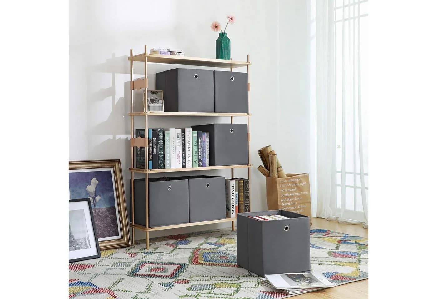 BlingBin Faltbox Aufbewahrungsbox 10er Set Grau mit Griff - Bild 4