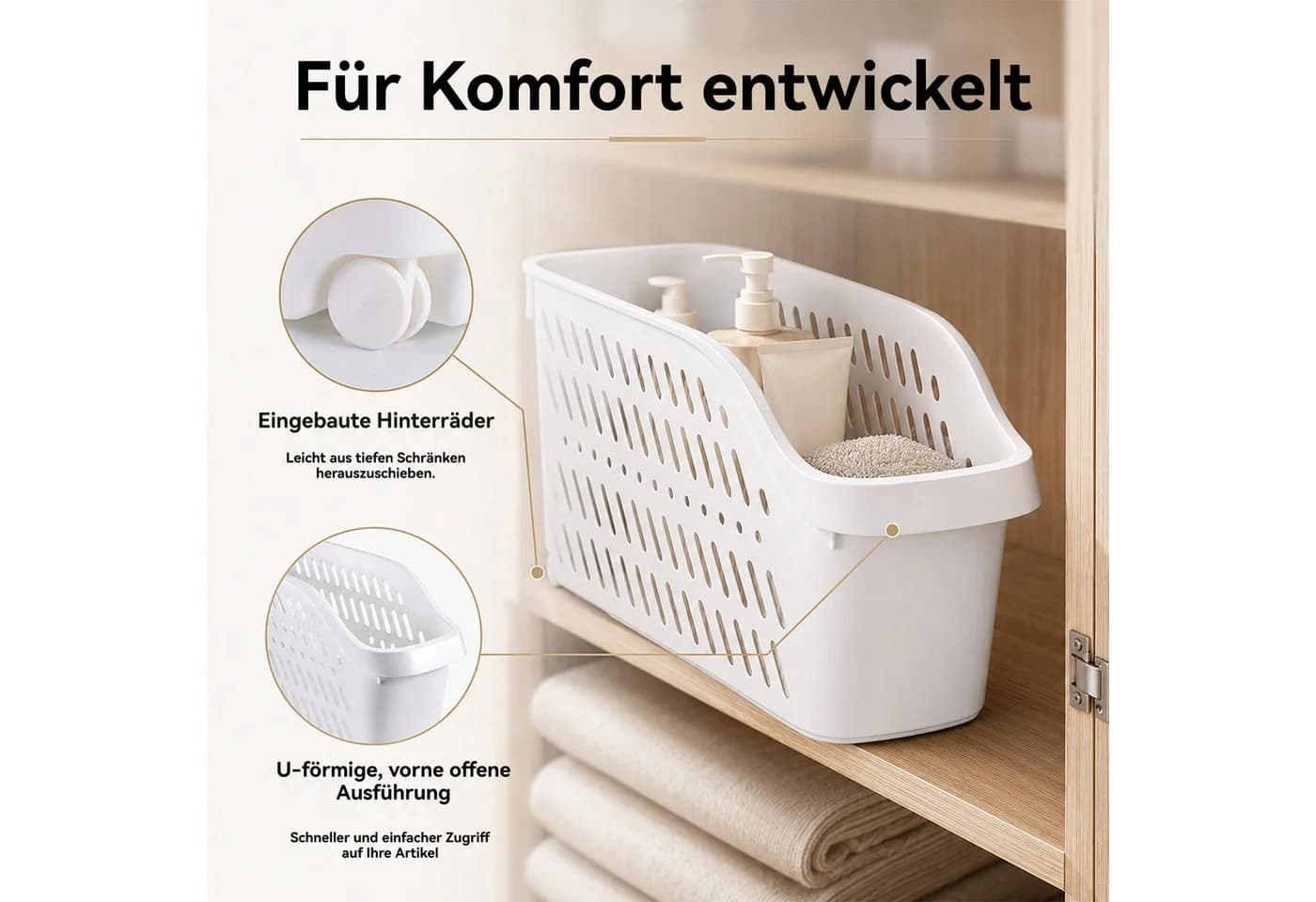 BlingBin Aufbewahrungskorb 3er Set mit Rollen Weiß - Bild 4