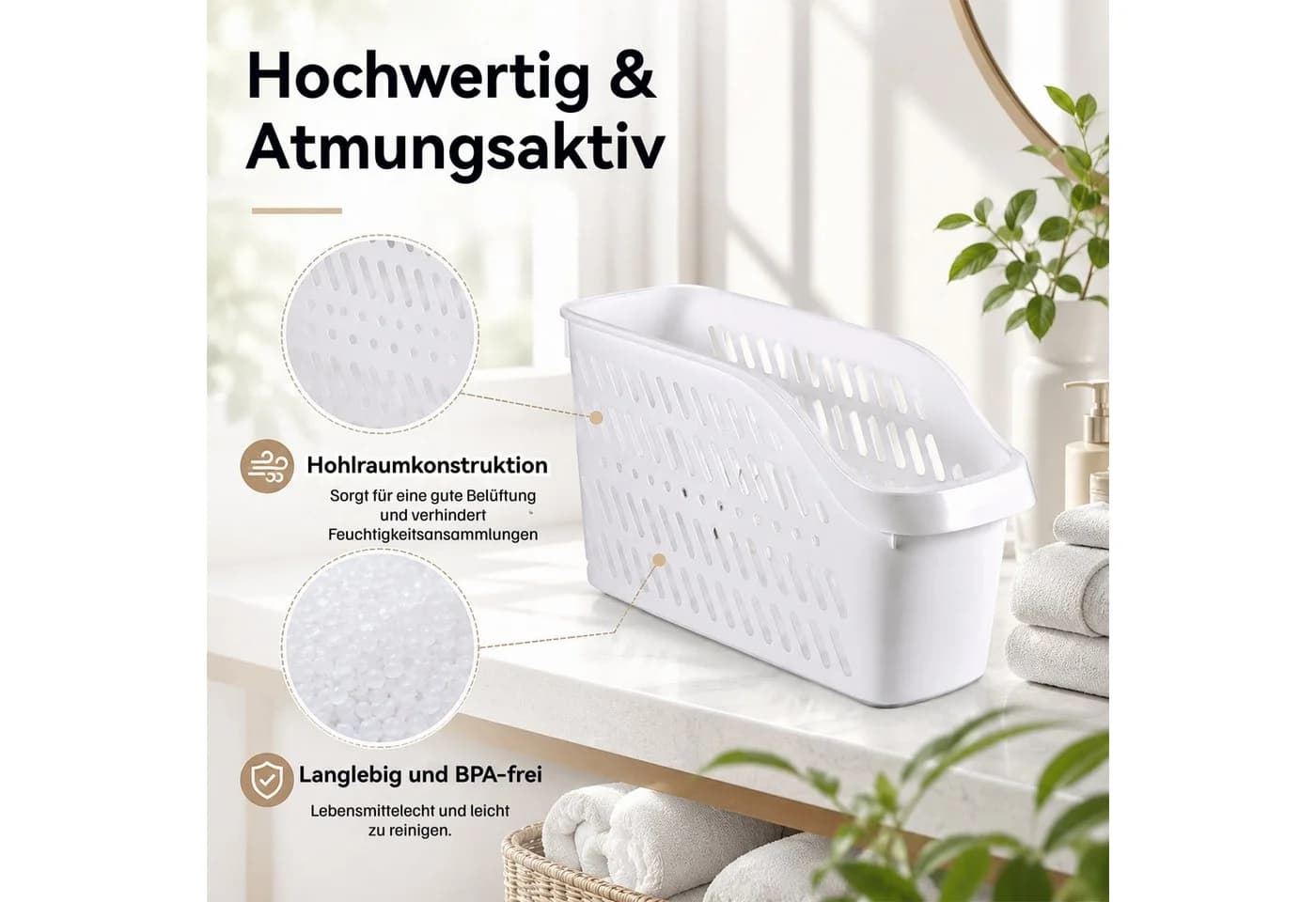 BlingBin Aufbewahrungskorb 3er Set mit Rollen Weiß - Bild 5