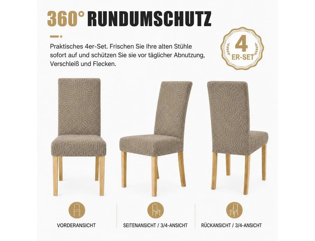 BlingBin Stuhlhusse Stretch Polyester Beige - Bild 4