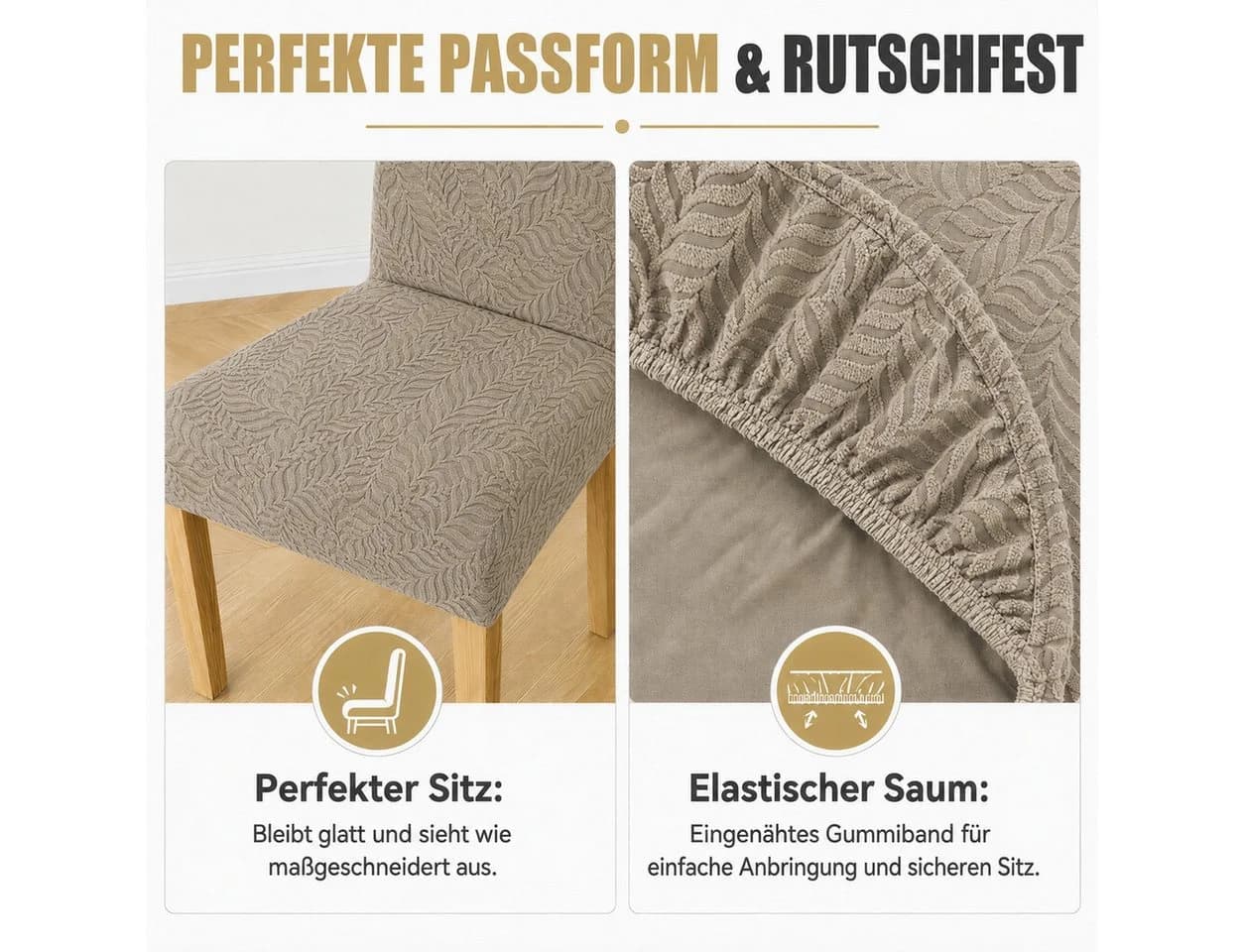 BlingBin Stuhlhusse Stretch Polyester Beige - Bild 5