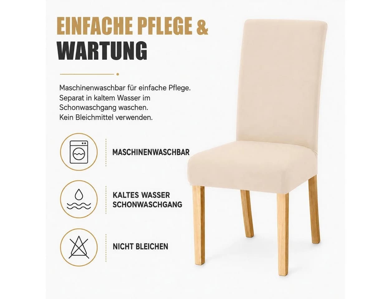 BlingBin Stuhlhusse 4er Set Beige Stretch Stuhlbezug