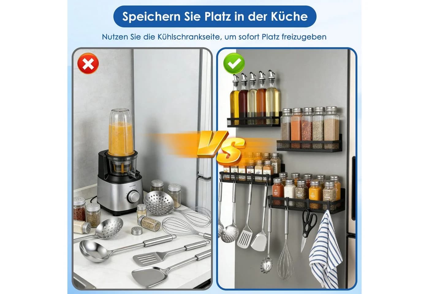 BlingBin Magnetisches Gewürzregal 4-tlg. Schwarz mit 8 Haken - Bild 4