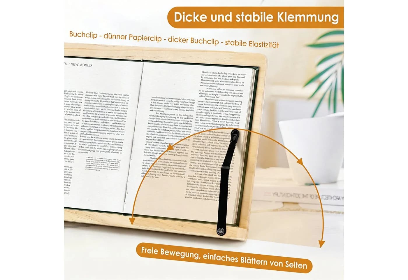 BlingBin Buchstütze Leseständer Holz Beige 8-stufig verstellbar - Bild 4