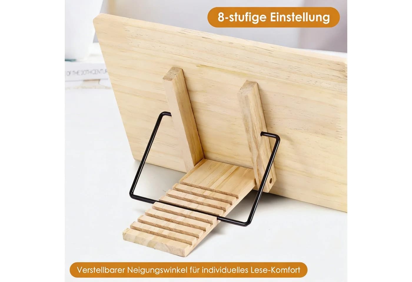 BlingBin Buchstütze Leseständer Holz Beige 8-stufig verstellbar - Bild 5