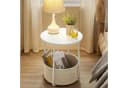 BlingBin Beistelltisch Rund Weiß Beige mit Stoffkorb Bild 3