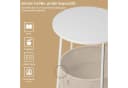BlingBin Beistelltisch Rund Weiß Beige mit Stoffkorb Bild 5