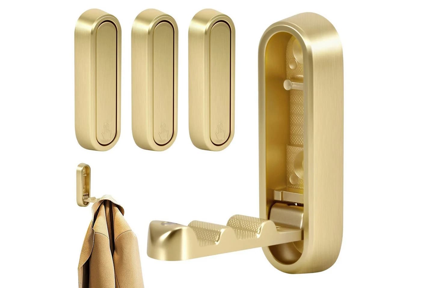BlingBin Klapphaken 4er Set Wandgarderobe Gold Zinklegierung - Bild 2