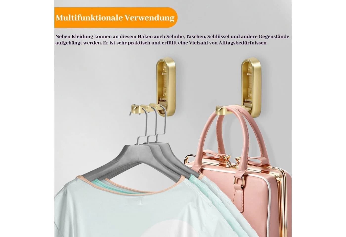 BlingBin Klapphaken 4er Set Wandgarderobe Gold Zinklegierung - Bild 5