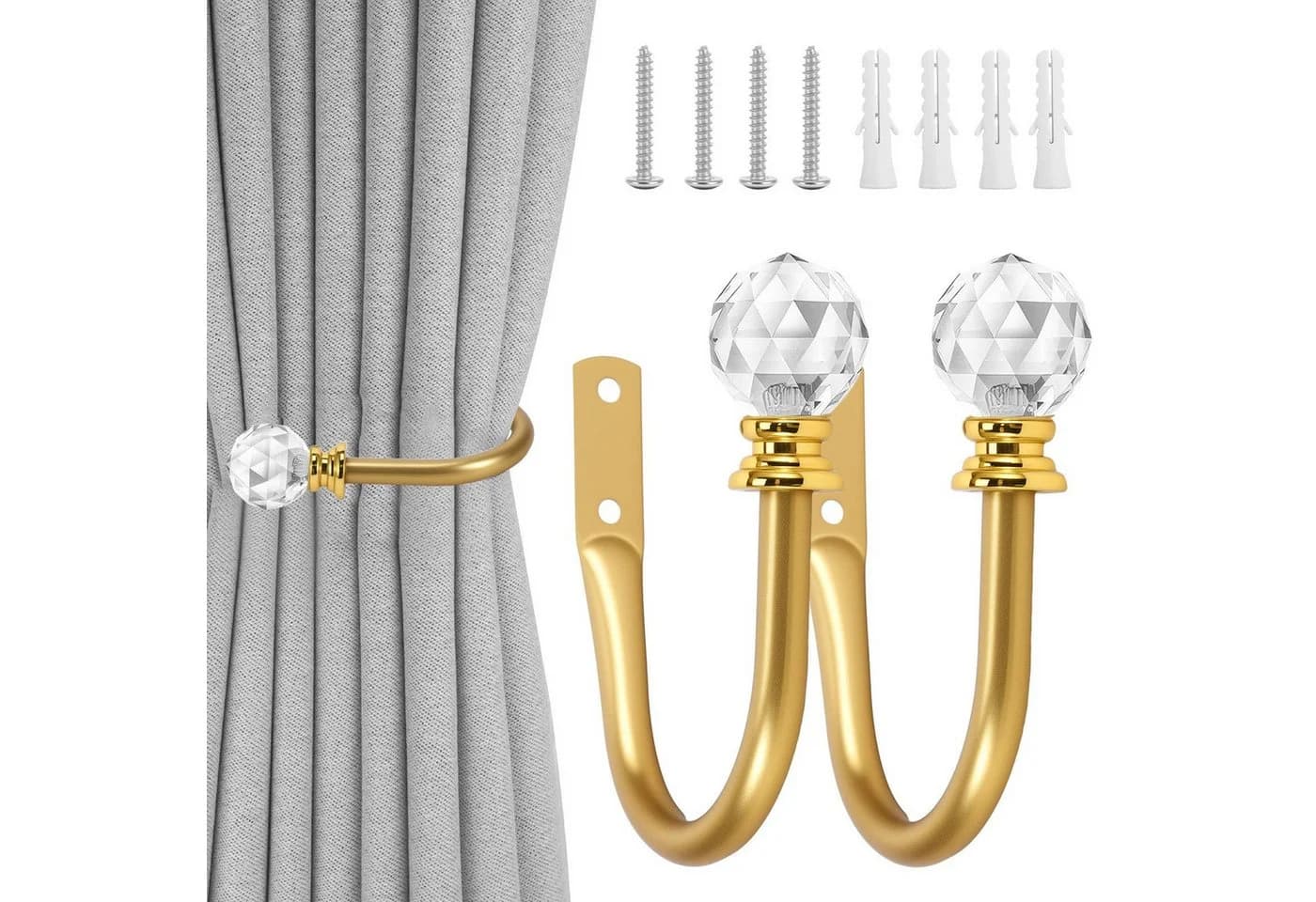 BlingBin Raffhalter Vorhanghalter mit Kristallkugel Gold - Bild 2