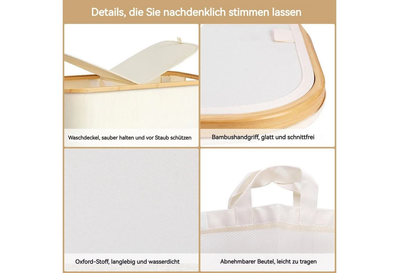 BlingBin Wäschekorb 150L mit 2 Fächern und Innensäcken Weiß - Bild 3