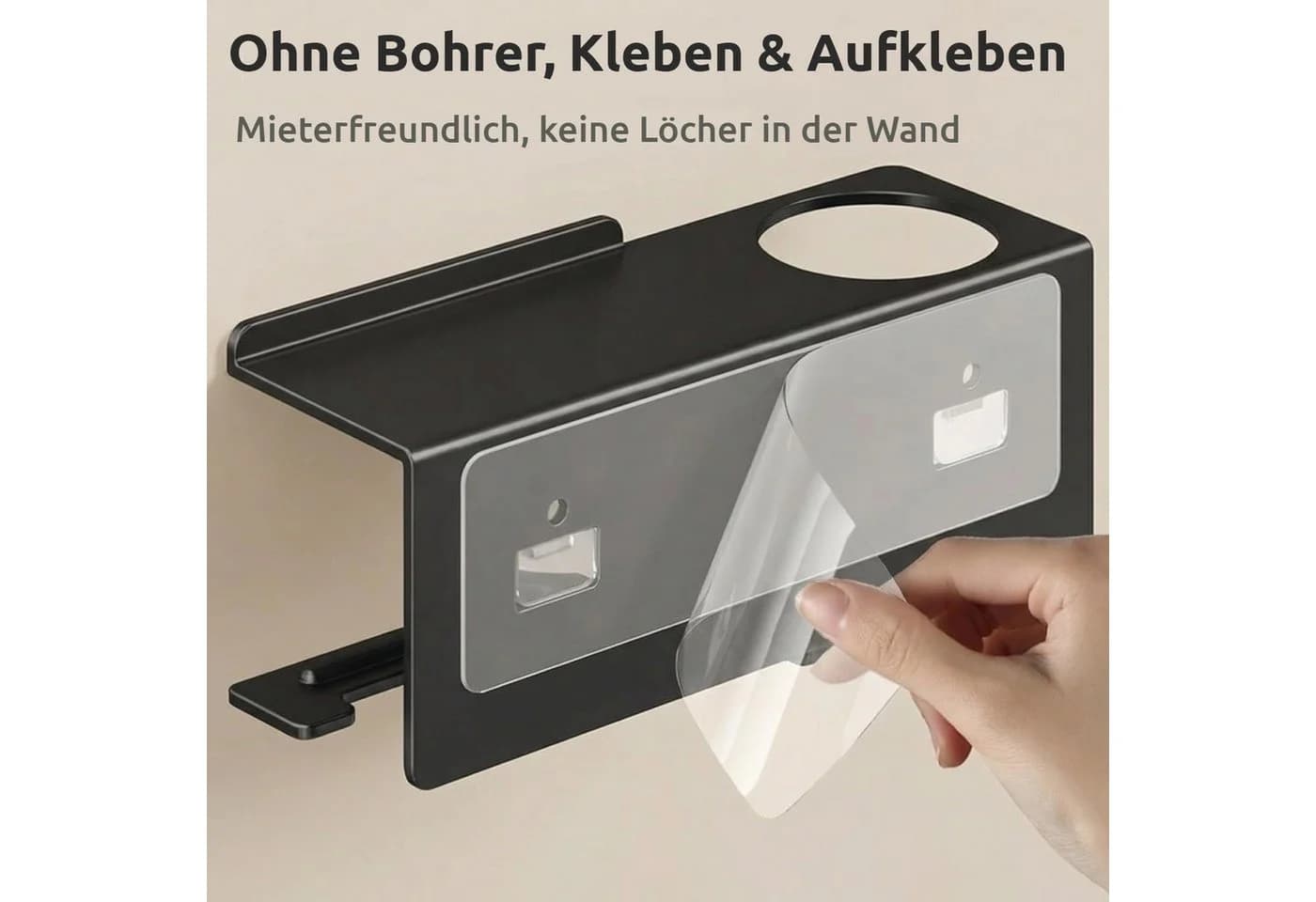 BlingBin Toilettenpapierhalter Schwarz Selbstklebend Edelstahl - Bild 3