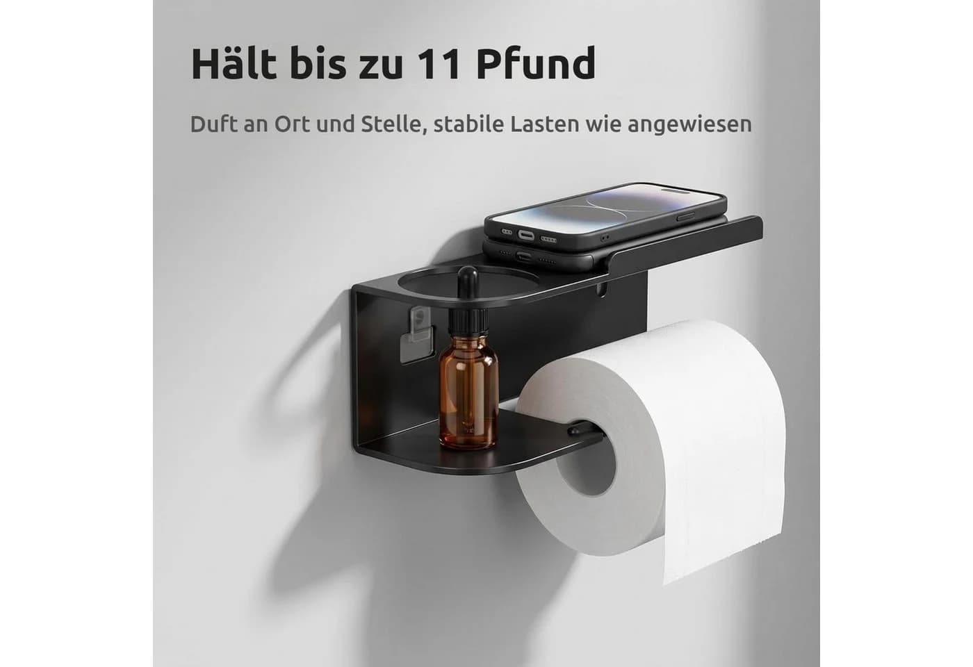 BlingBin Toilettenpapierhalter Schwarz Selbstklebend Edelstahl - Bild 5