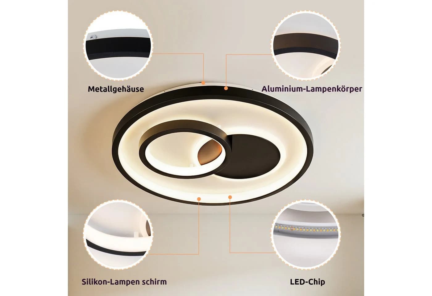 BlingBin LED Deckenleuchte 30W Schwarz mit Memory Funktion - Bild 5