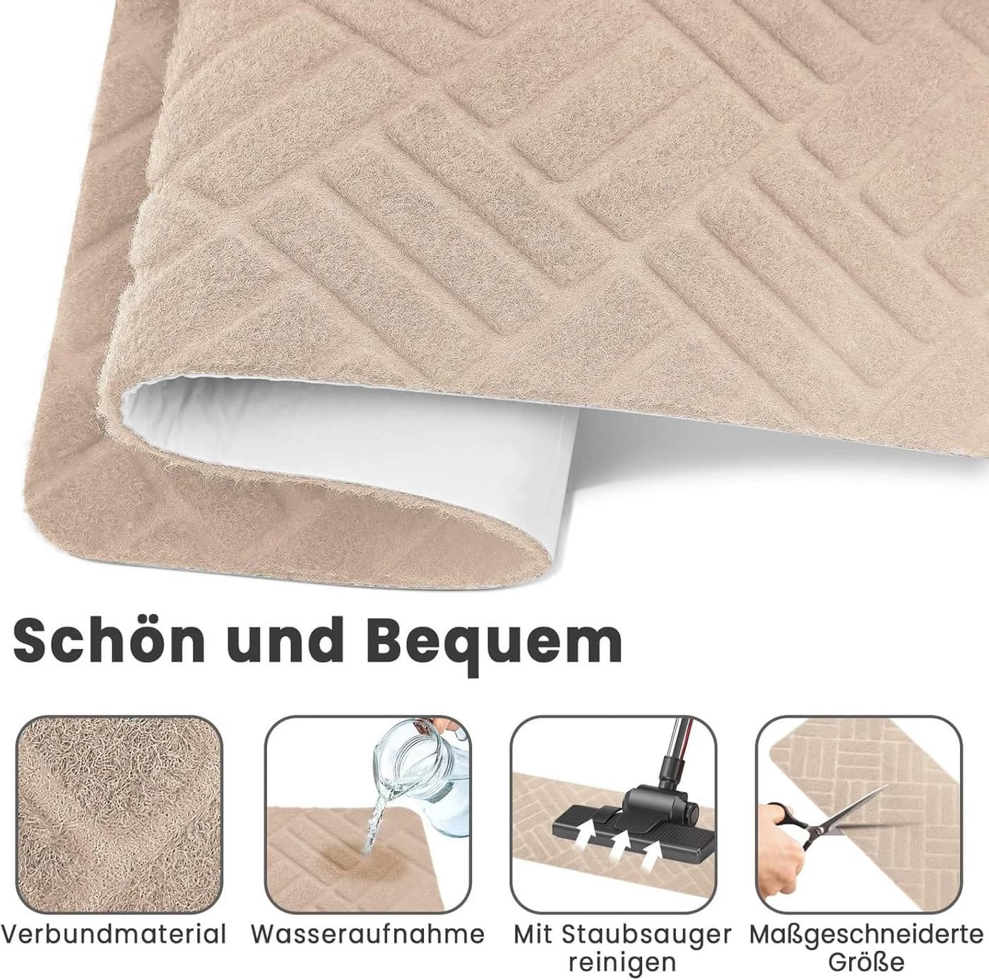 BlingBin Stufenmatte 15Stk Selbstklebend Antirutsch Beige - Bild 3