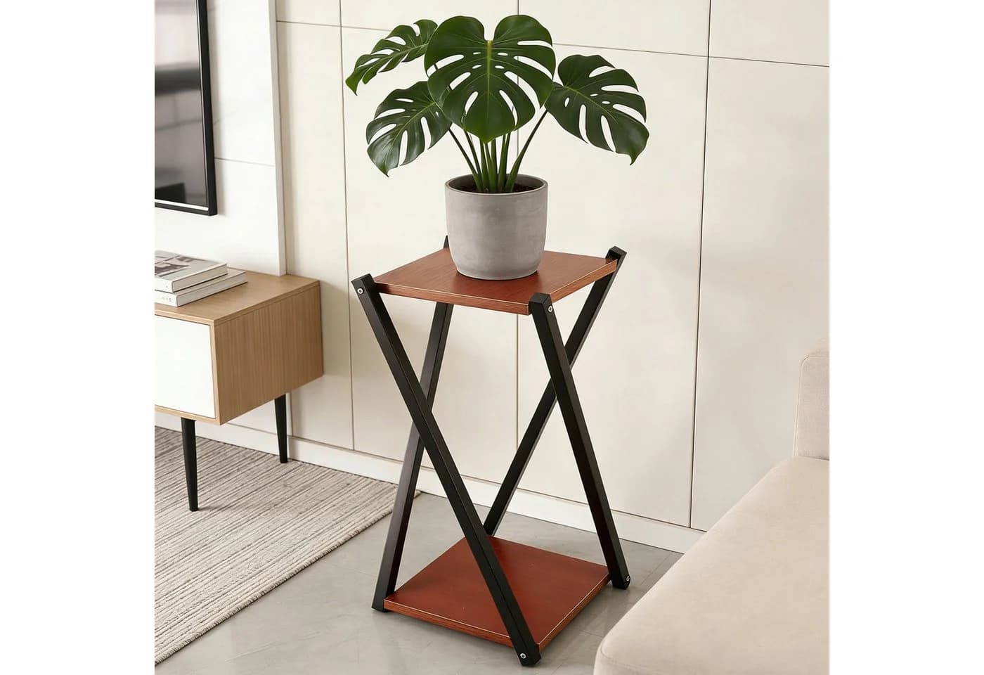 BlingBin Blumenhocker Zweistöckig Industriell Metall Holz - Bild 2