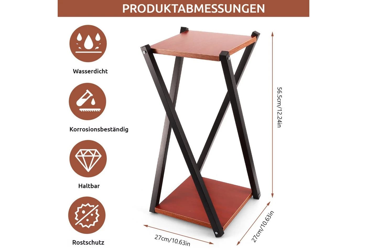 BlingBin Blumenhocker Zweistöckig Industriell Metall Holz - Bild 5