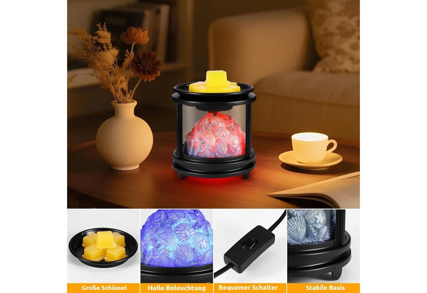 BlingBin Duftlampe 3-in-1 Elektrischer Wachsschmelzer mit RGB-Flammeneffekt - Bild 5