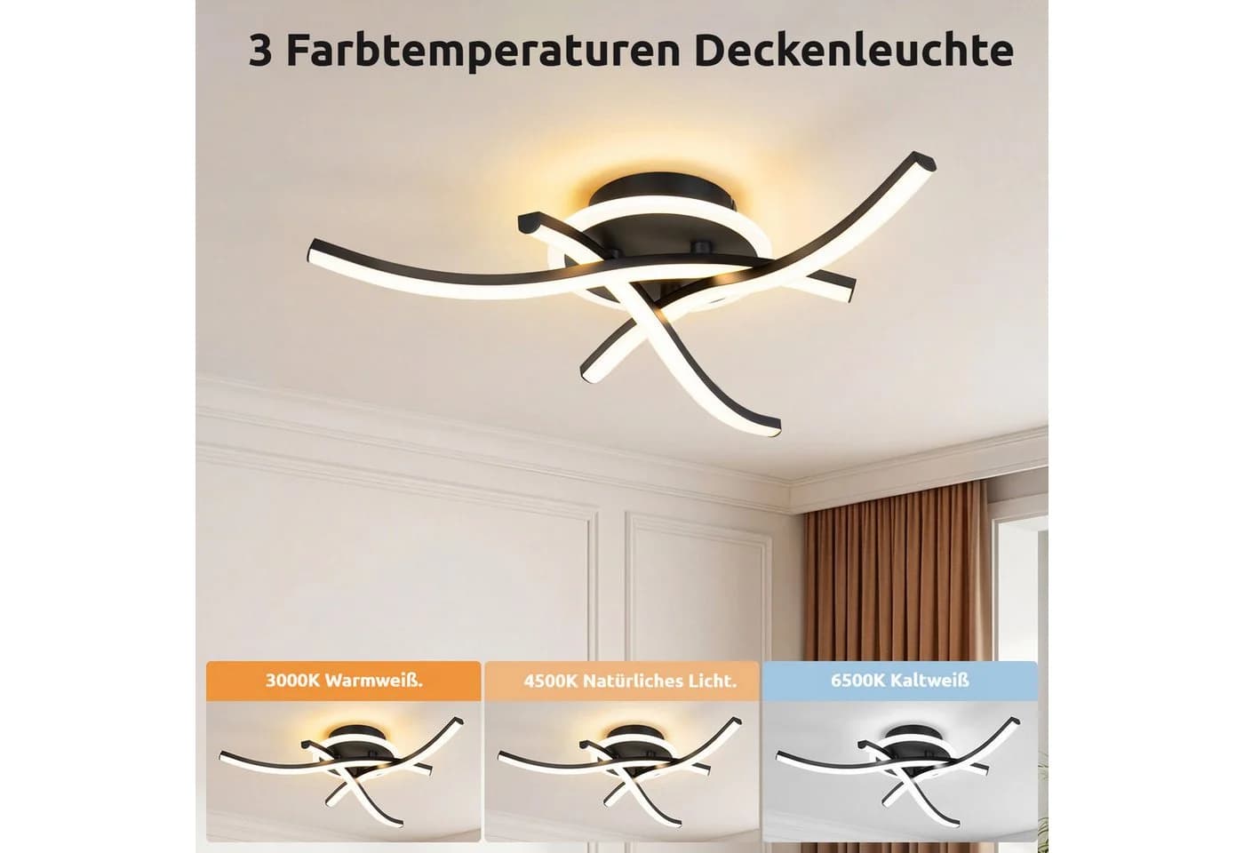BlingBin LED Deckenleuchte 21W Schwarz/Weiß mit Memory-Funktion - Bild 4
