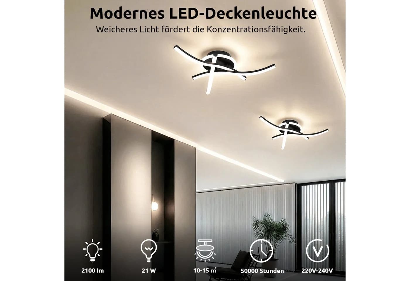 BlingBin LED Deckenleuchte 21W Schwarz/Weiß mit Memory-Funktion - Bild 5