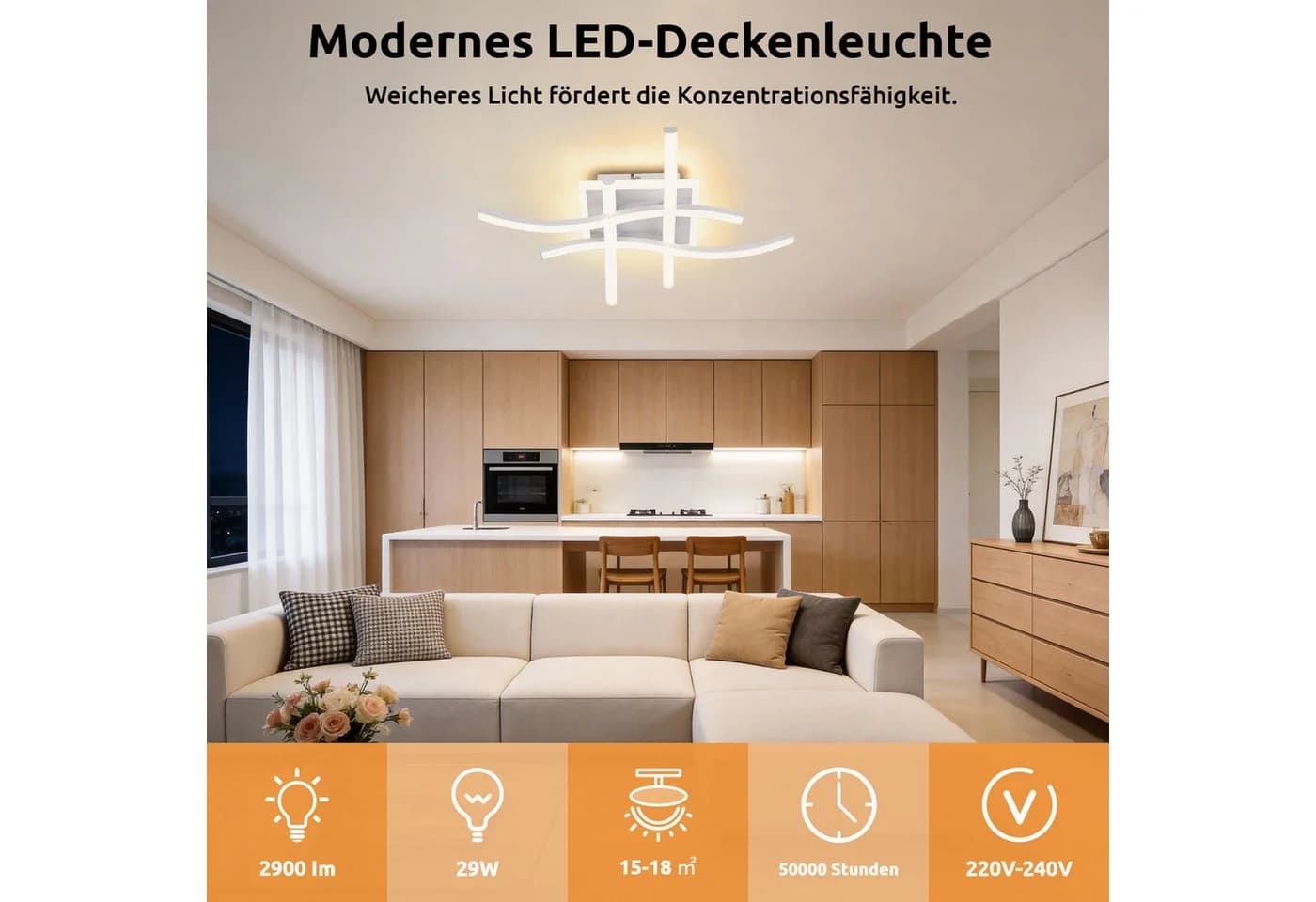 BlingBin LED Deckenleuchte 29W 3000K-6500K Memory Funktion Weiß - Bild 4