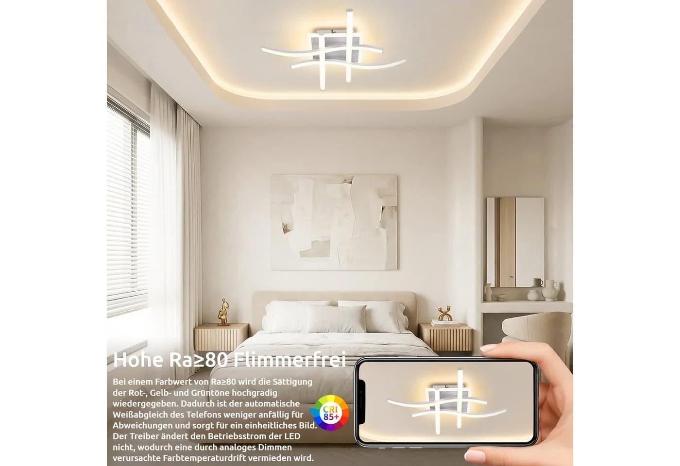 BlingBin LED Deckenleuchte 29W 3000K-6500K Memory Funktion Weiß - Bild 5