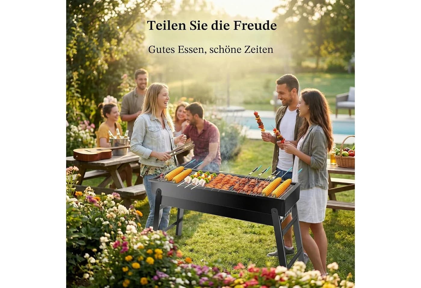 BlingBin Faltbarer Mini-Holzkohlegrill Edelstahl Schwarz - Bild 4
