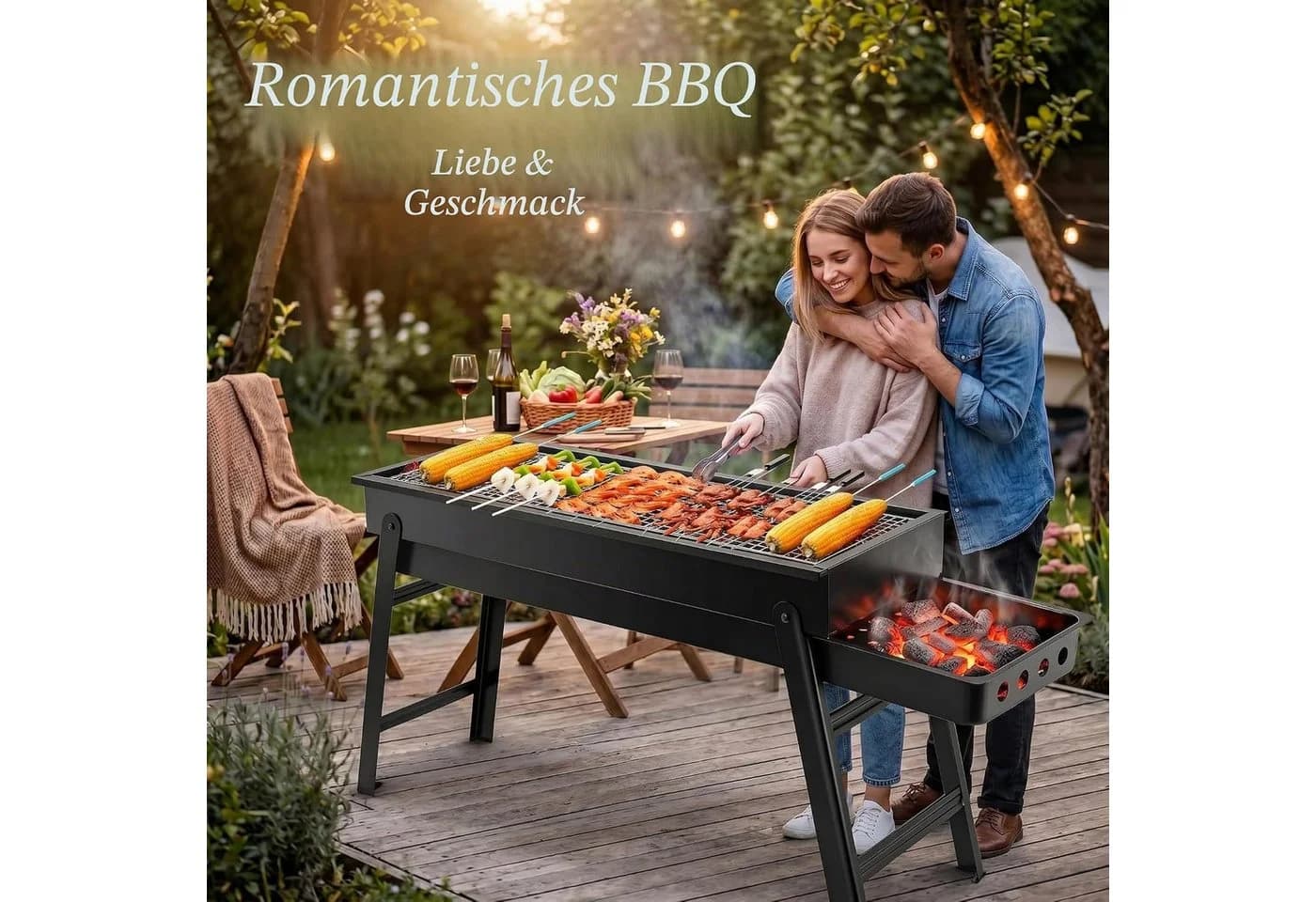 BlingBin Faltbarer Mini-Holzkohlegrill Edelstahl Schwarz - Bild 5