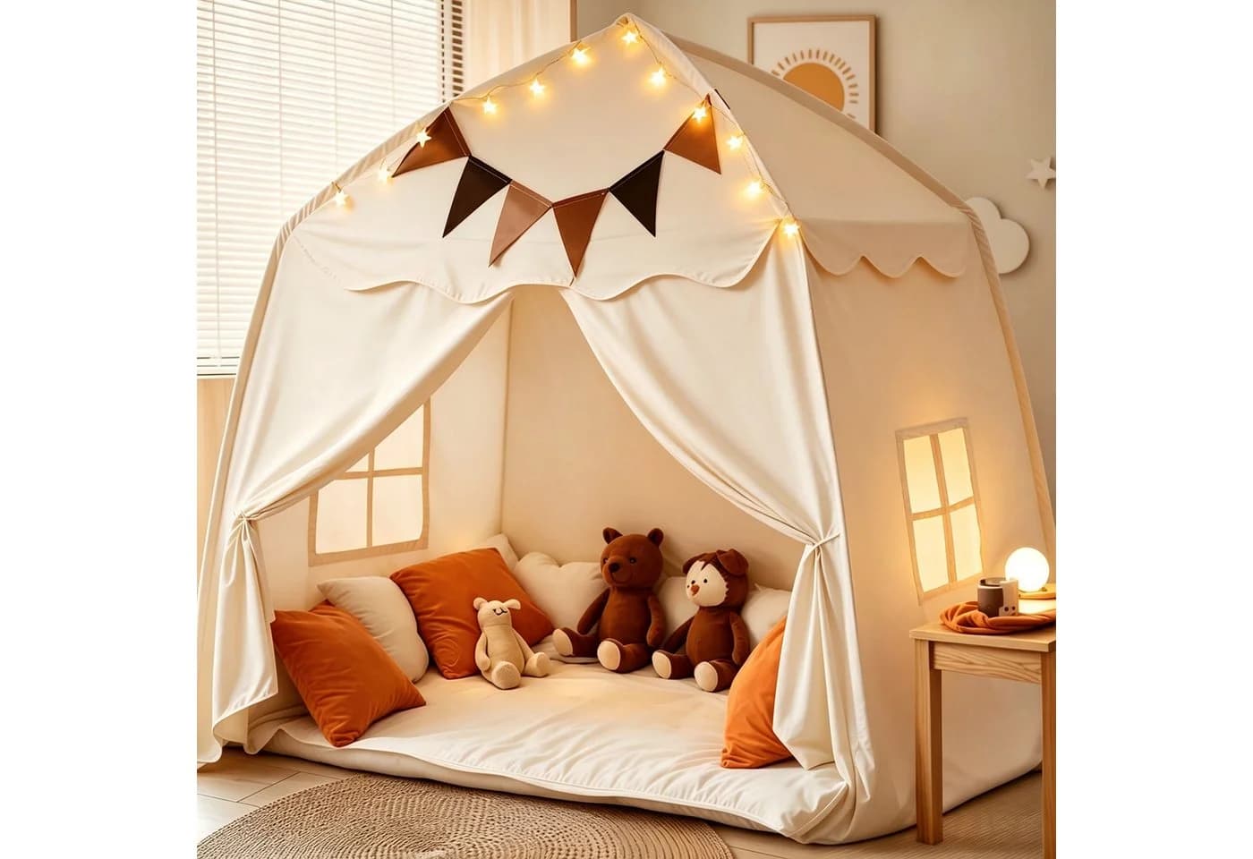 BlingBin Spielzelt Indoor Kinderspielhaus Beige Polyester - Bild 2