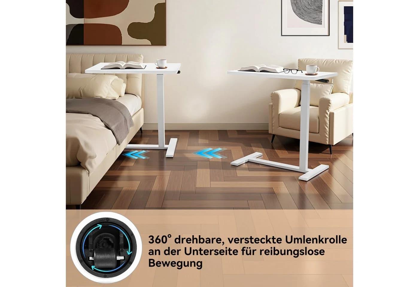 BlingBin Höhenverstellbarer Beistelltisch Weiß Modern - Bild 4