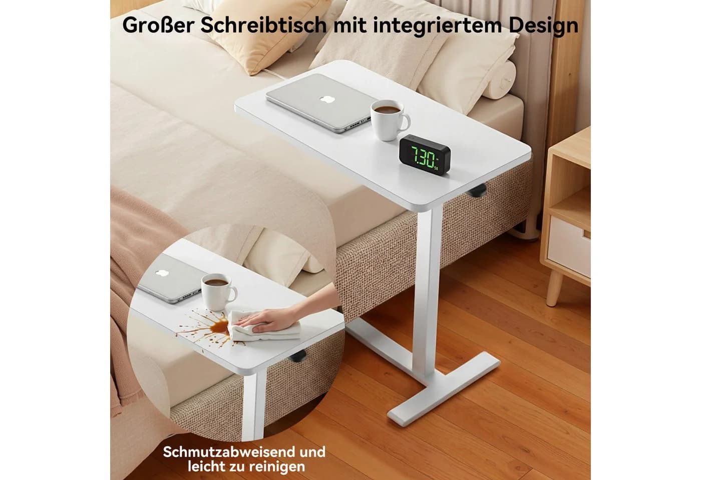 BlingBin Höhenverstellbarer Beistelltisch Weiß Modern - Bild 5
