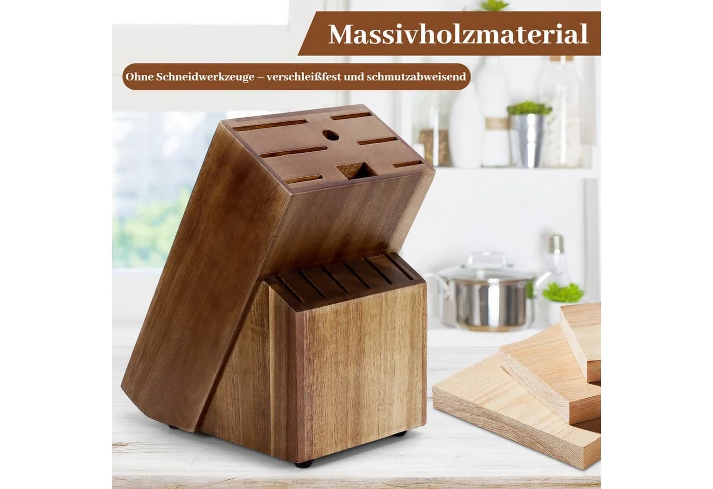 BlingBin Messerblock Braun 14 Fächer Holz