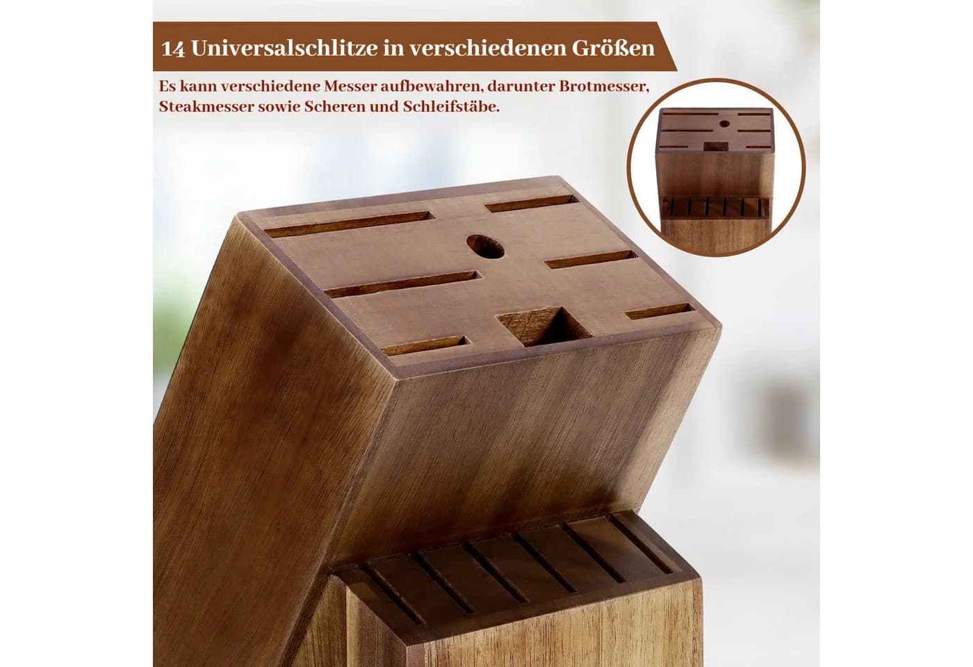 BlingBin Messerblock Braun 14 Fächer Holz - Bild 4