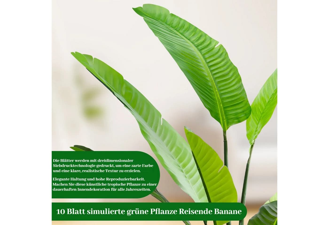 BlingBin Kunstpflanze 160cm Künstliche Paradiesvogel Grün - Bild 5